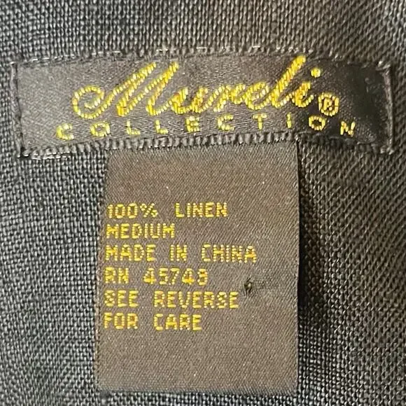 VTG Mureli Collection Women’s M Black Linen Hooded Lagenlook Artsy Jacket Art - Picture 5 of 14